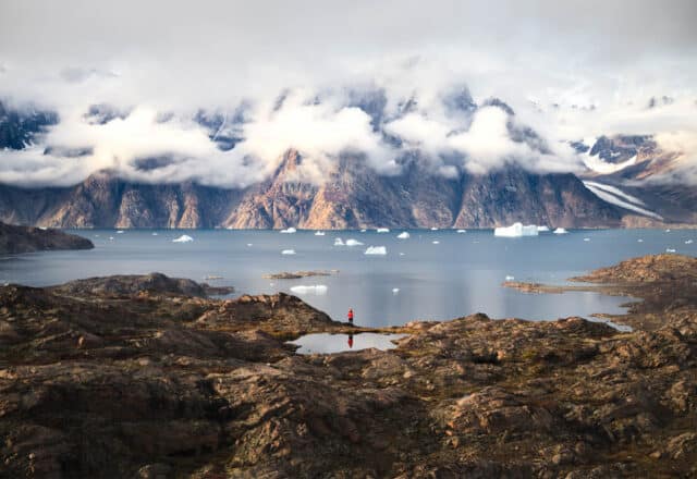 Linden guest ashore hiking in Arctic Greenland