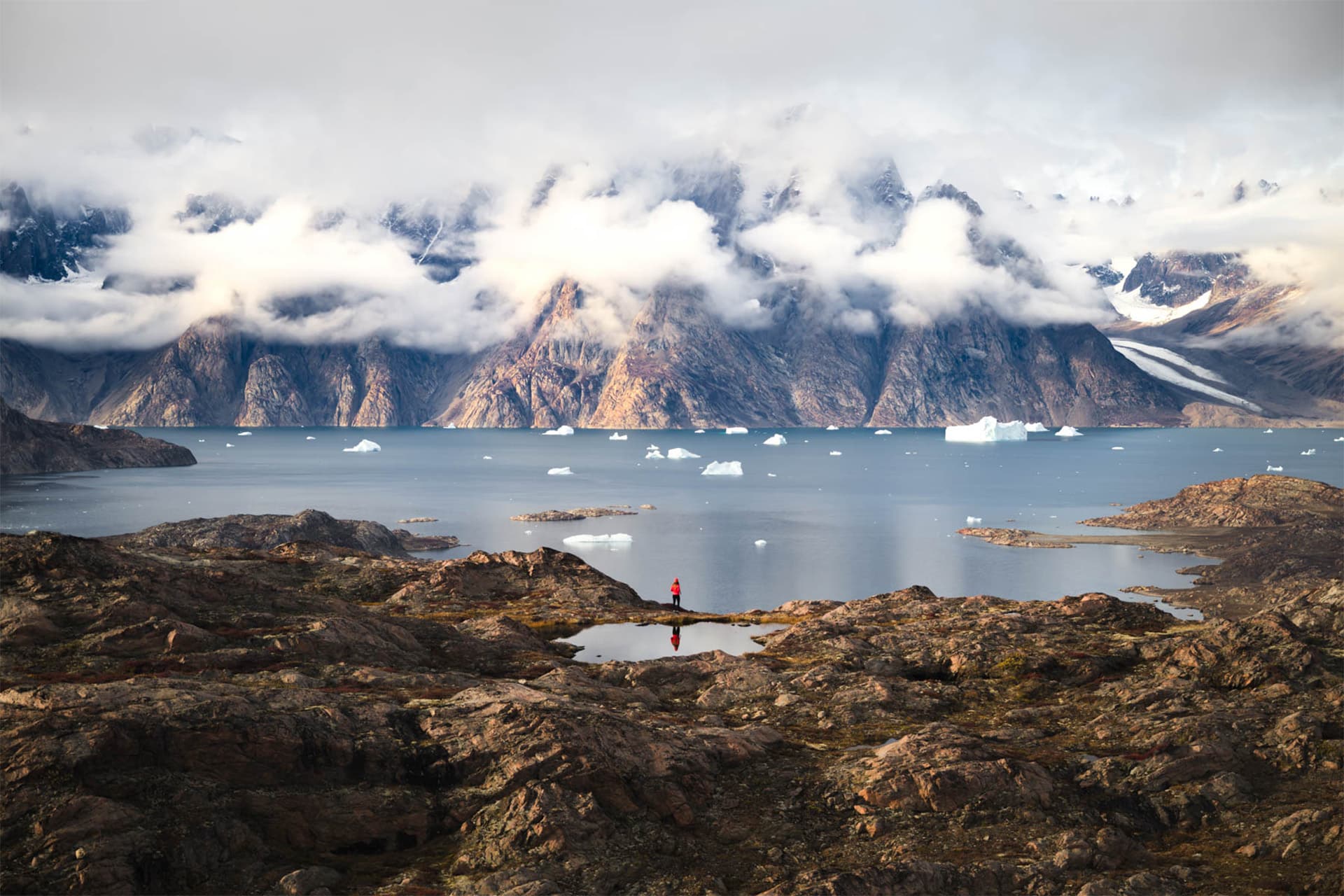 Linden guest ashore hiking in Arctic Greenland