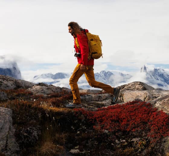 Linden guest hiking in the mountains of the Arctic Circle Greenland