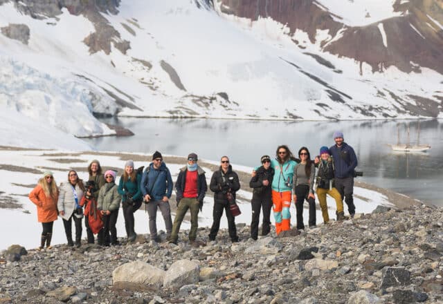 Linden guests on the shore of Arctic Greenland group shot