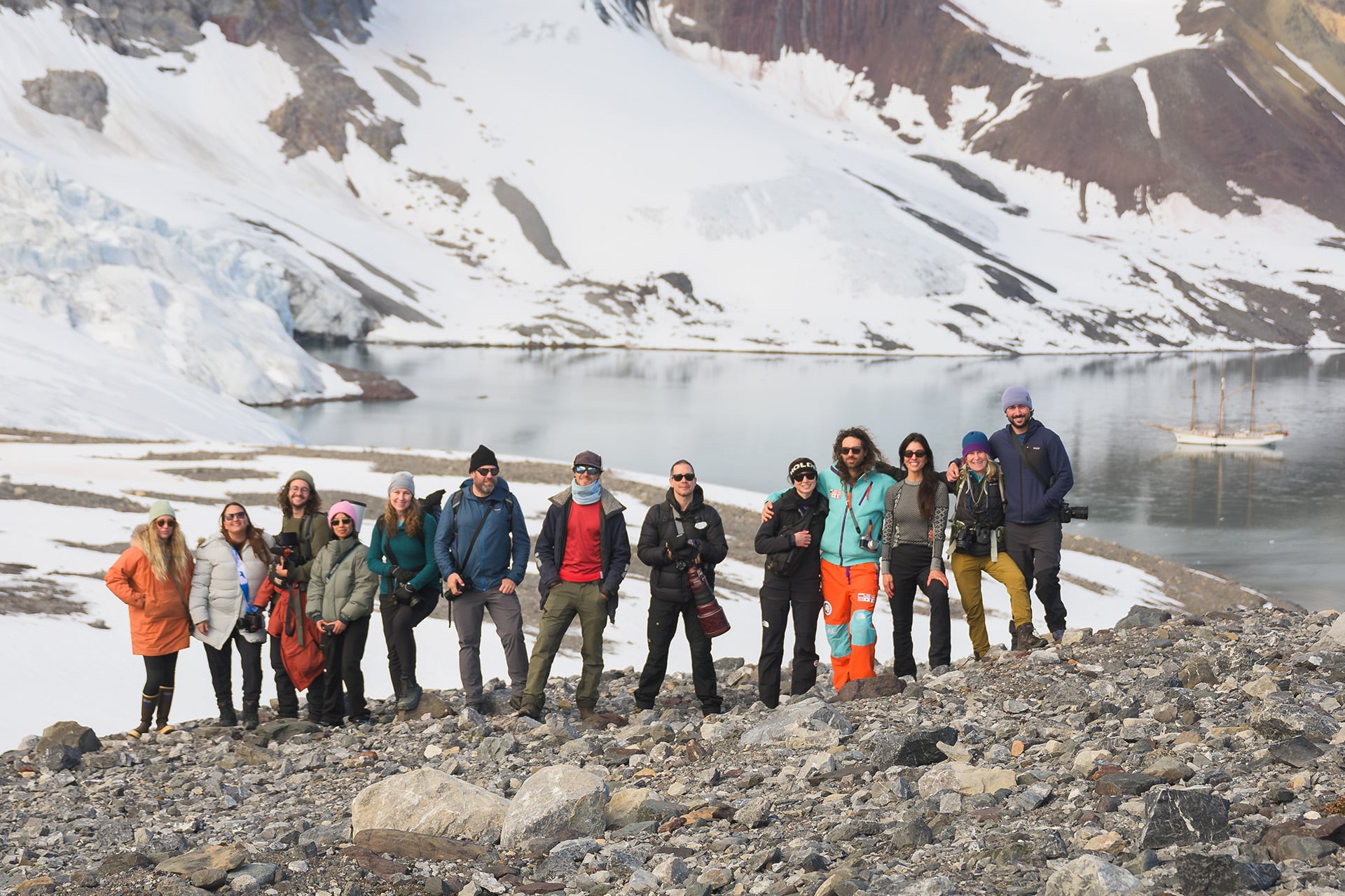 Linden guests on the shore of Arctic Greenland group shot