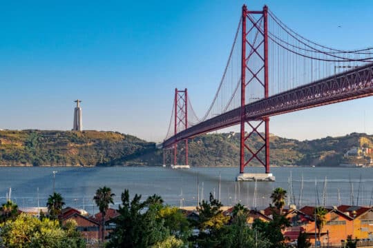 Lisbon view overlooking bridge, Portugal