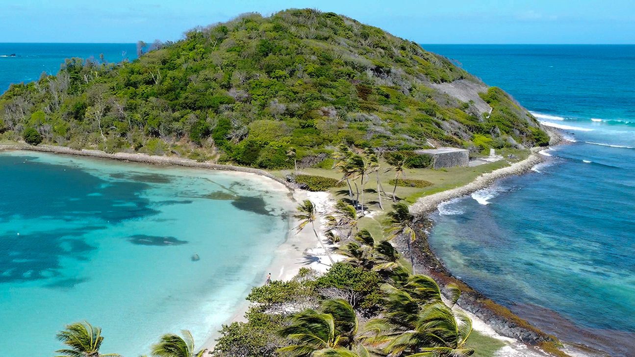 Aerial view of Mayreau Island, the Grenadines