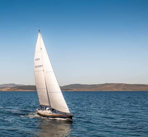 Noonmark VI adventure yacht sailing in the Inner Hebrides, Scotland