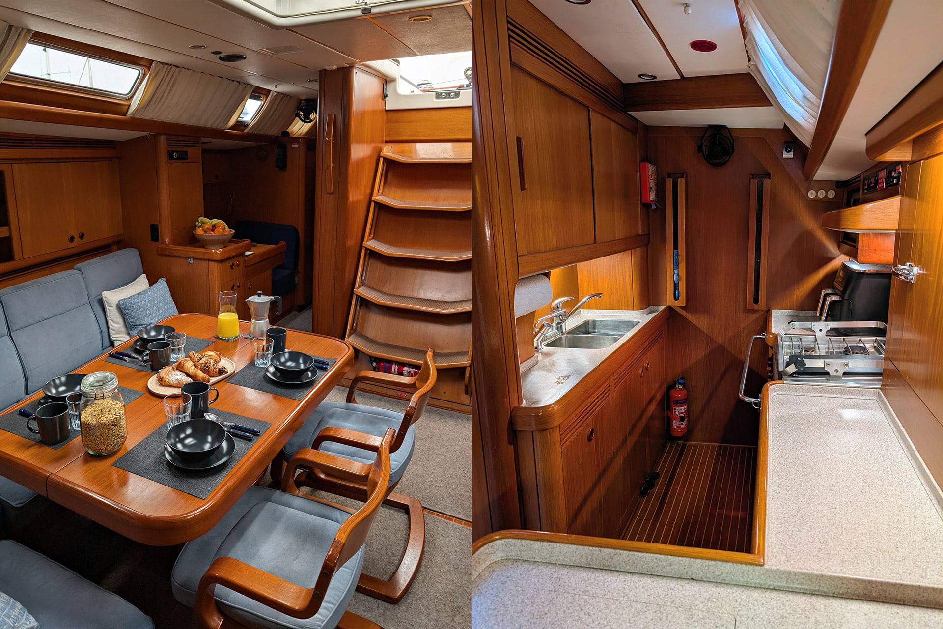 Noonmark VI below deck views of saloon and Galley