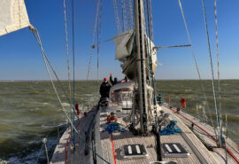 Noonmark VI on deck underway sailing yacht