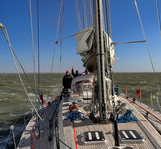 Noonmark VI on deck underway sailing yacht