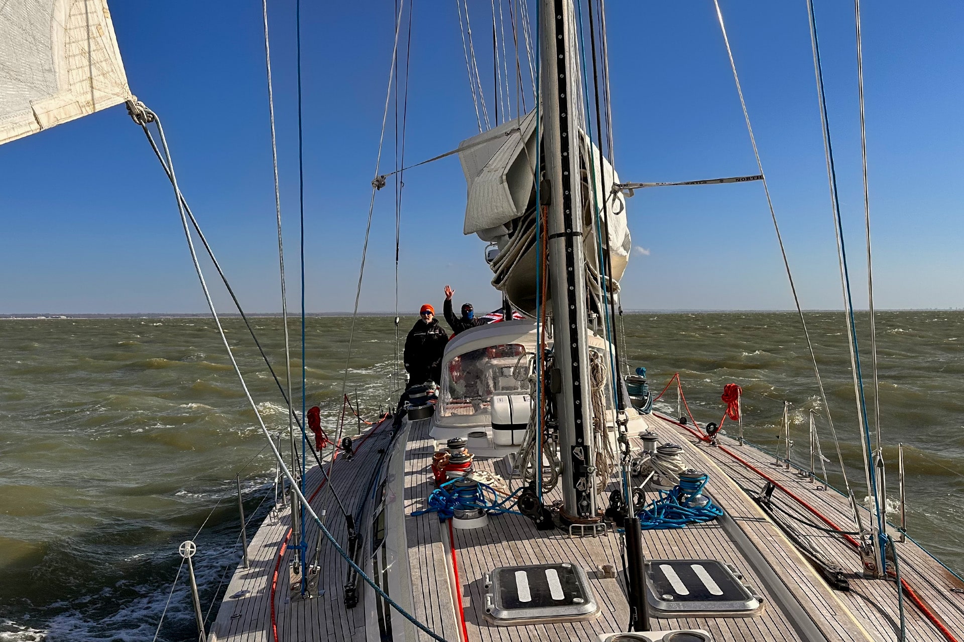 Noonmark VI on deck underway sailing yacht