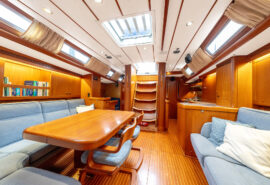 Noonmark VI saloon interior view onboard below deck