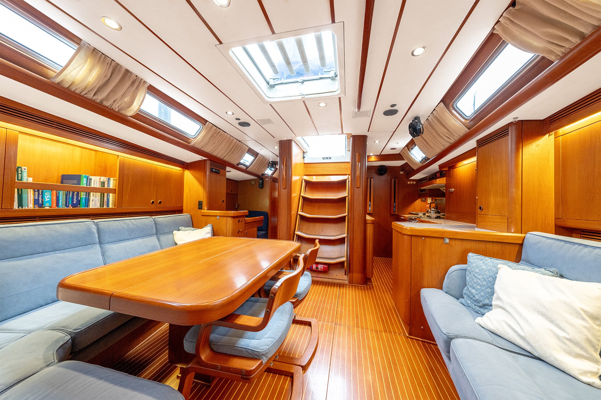 Noonmark VI saloon interior view onboard below deck