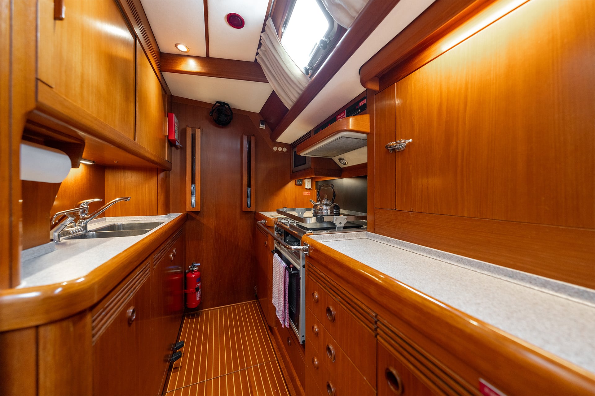 Noonmark VI yacht below deck interior galley