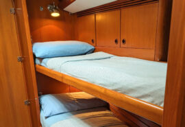Noonmark VI yacht onboard view of interior twin cabin onboard