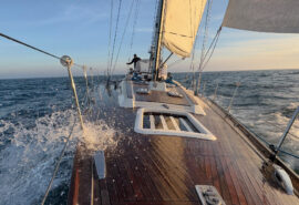Noonmark yacht underway sailing from bow