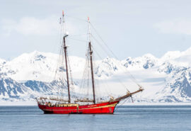 Noorderlicht anchored in Arctic Svalbard in Spring Autumn
