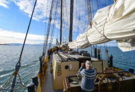 Noorderlicht guest underway sailing on deck