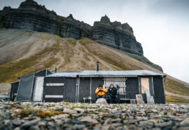 Noorderlicht guests exploring ghost town in Arctic Svalbard