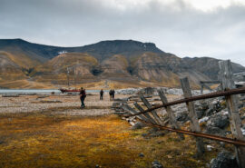 Noorderlicht guests hiking through Arctic Svalbard in summer