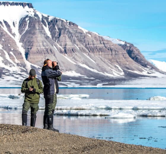 Noorderlicht guests wildlife watching in Arctic Svalbard, Norway ashore