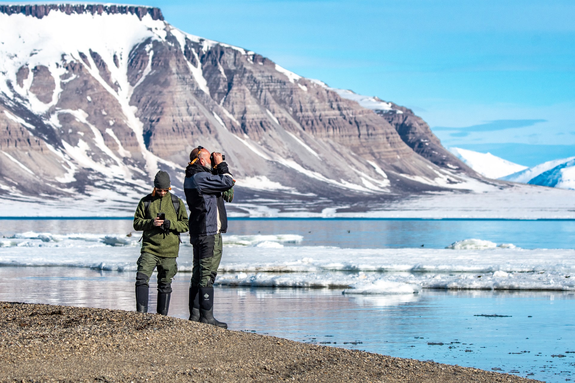 Noorderlicht guests wildlife watching in Arctic Svalbard, Norway ashore