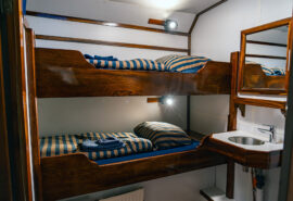 Noorderlicht onboard interior twin bunk cabin