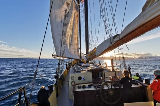 Noorderlicht tall ship underway sunshine sailing on deck