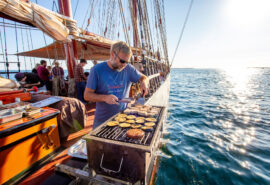 Oosterschelde BBQ cooking aboard