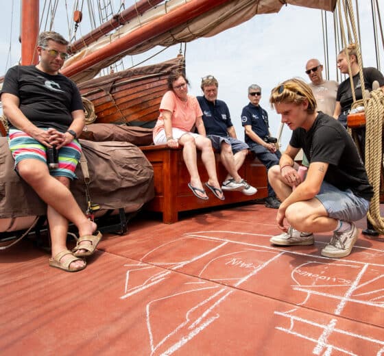 Oosterschelde guests onboard learning sailing teaching