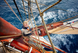 Oosterschelde guests up mast