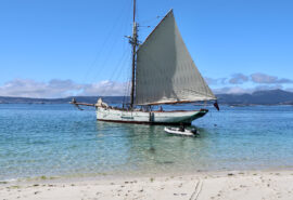 Pellew anchored sunny beach Europe France Scilly