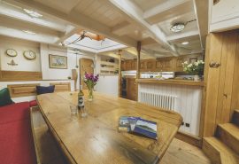 Pellew wooden boat interior dining table