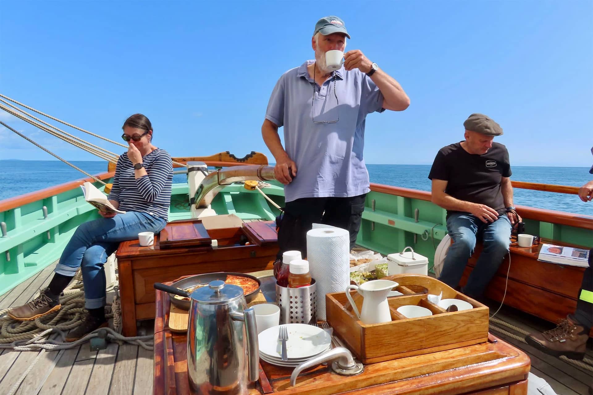Pellew guests relaxing onboard on deck sunshine