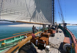 Pellew on deck onboard Isles of Scilly beach
