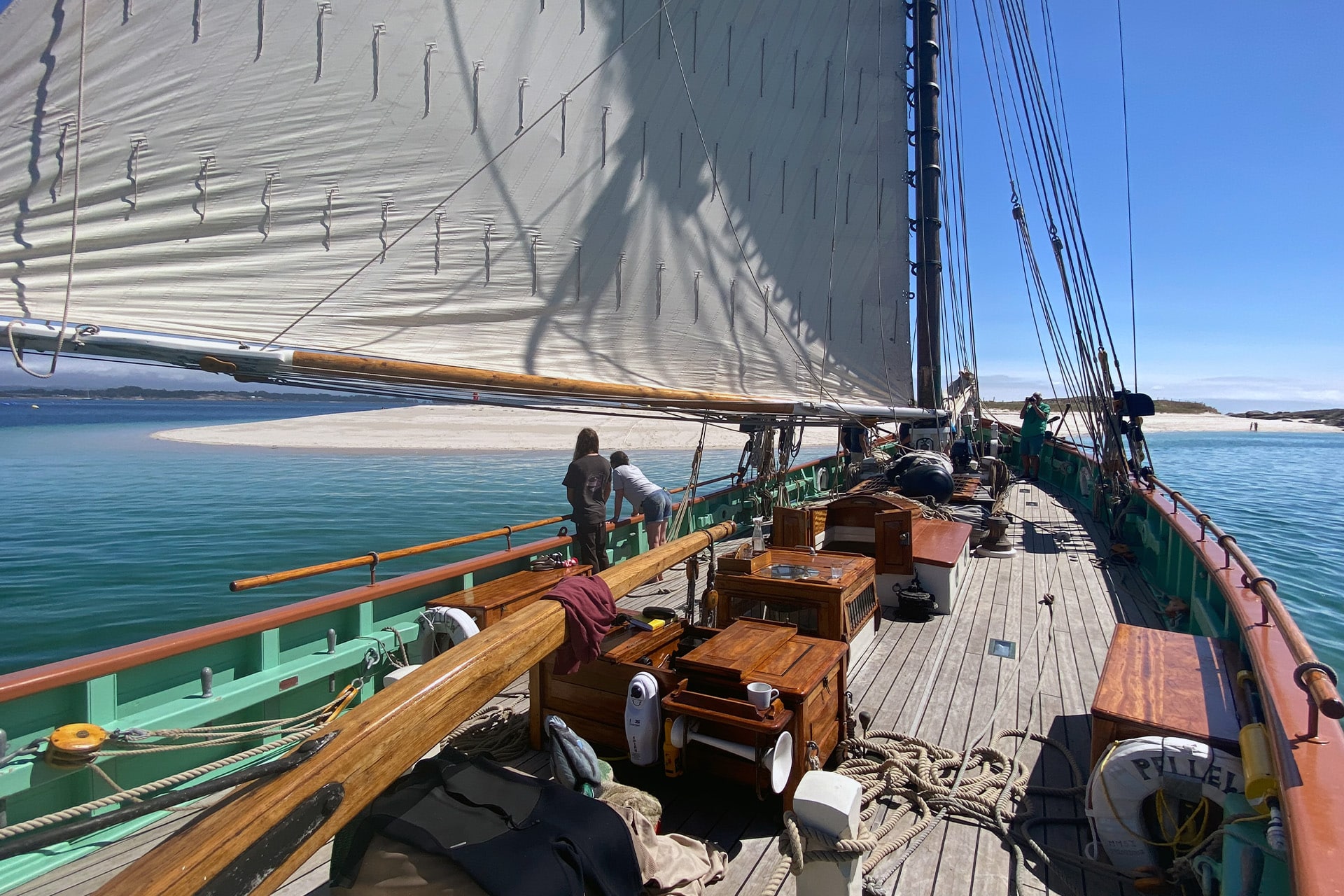 Pellew on deck onboard Isles of Scilly beach