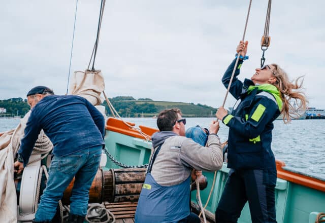 Pellew pilot cutter guests on deck