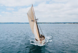 Pellew pilot cutter sailing from bow