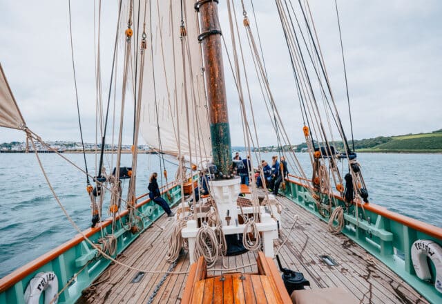 Pellew pilot cutter sailing on deck Cornwall