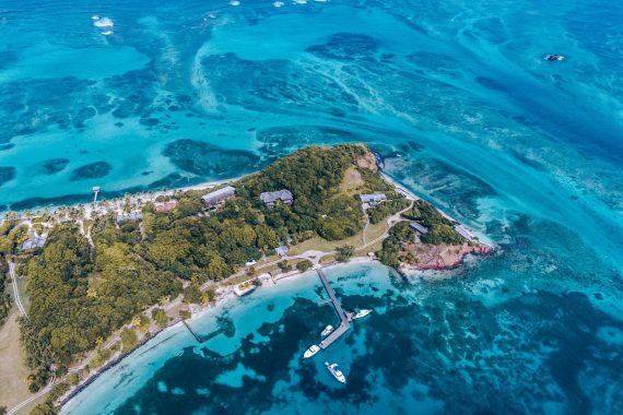 Aerial View of Petit St Vincent in the Caribbean