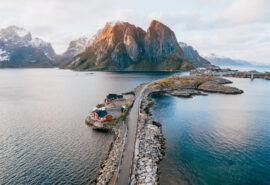 Road through Lofoten Islands Norway