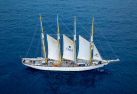 Santa Maria Manuela from above sailing aerial