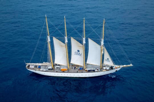Santa Maria Manuela from above sailing aerial