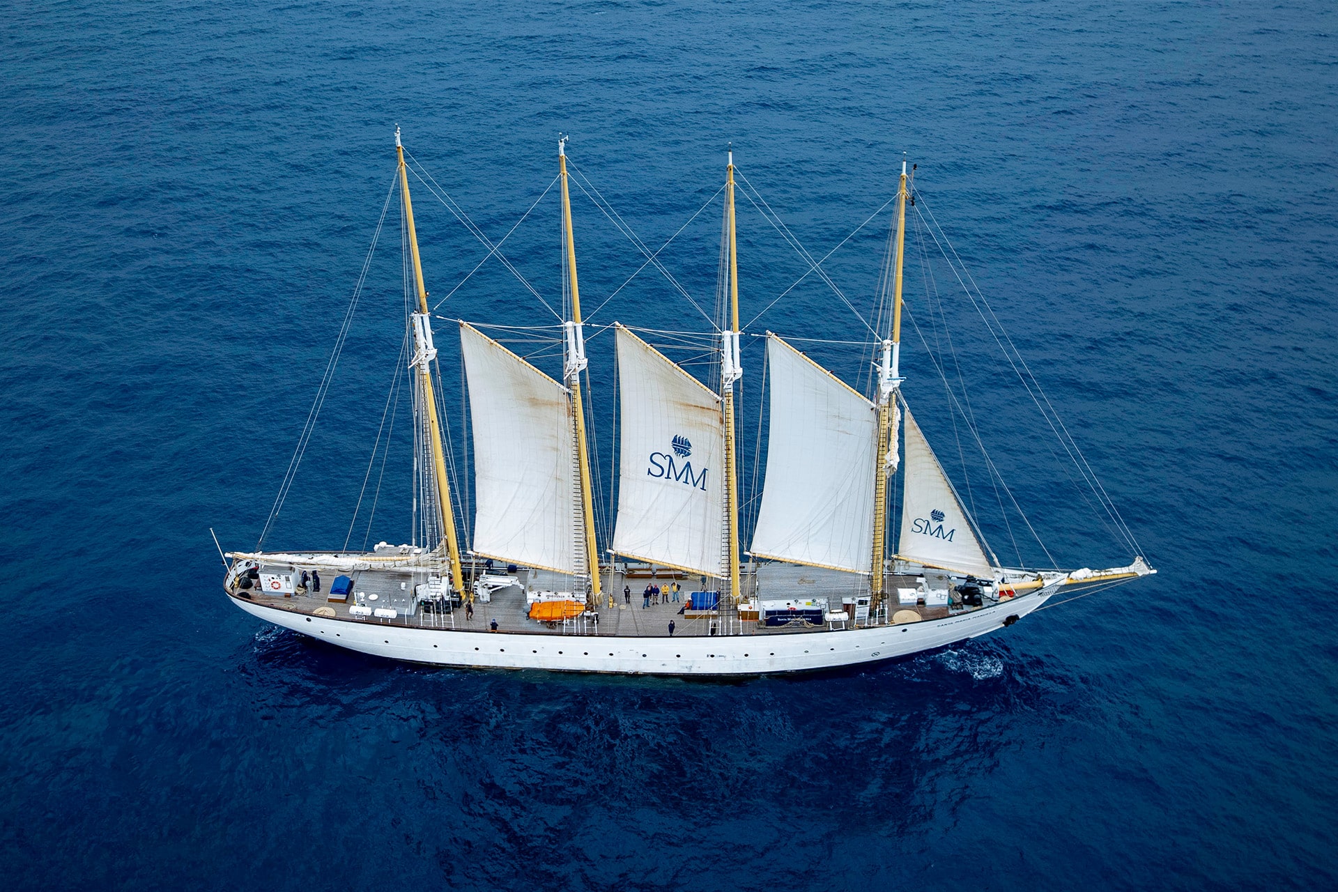 Santa Maria Manuela from above sailing aerial