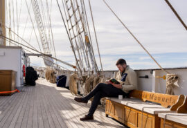 Santa Maria Manuela guest onboard reading book relaxing