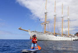 Santa Maria Manuela guest paddleboarding tall ship