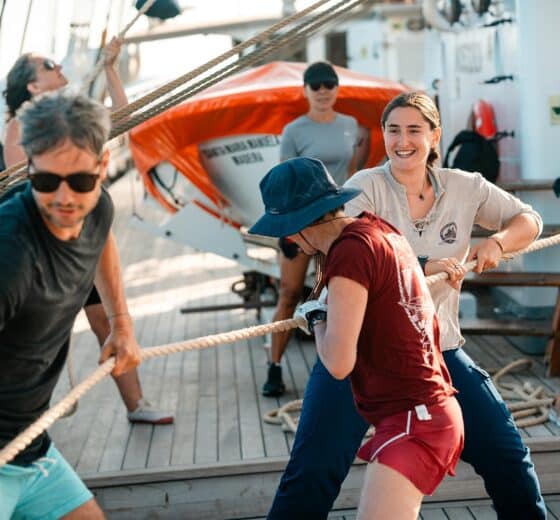 Santa Maria Manuela guests pulling ropes