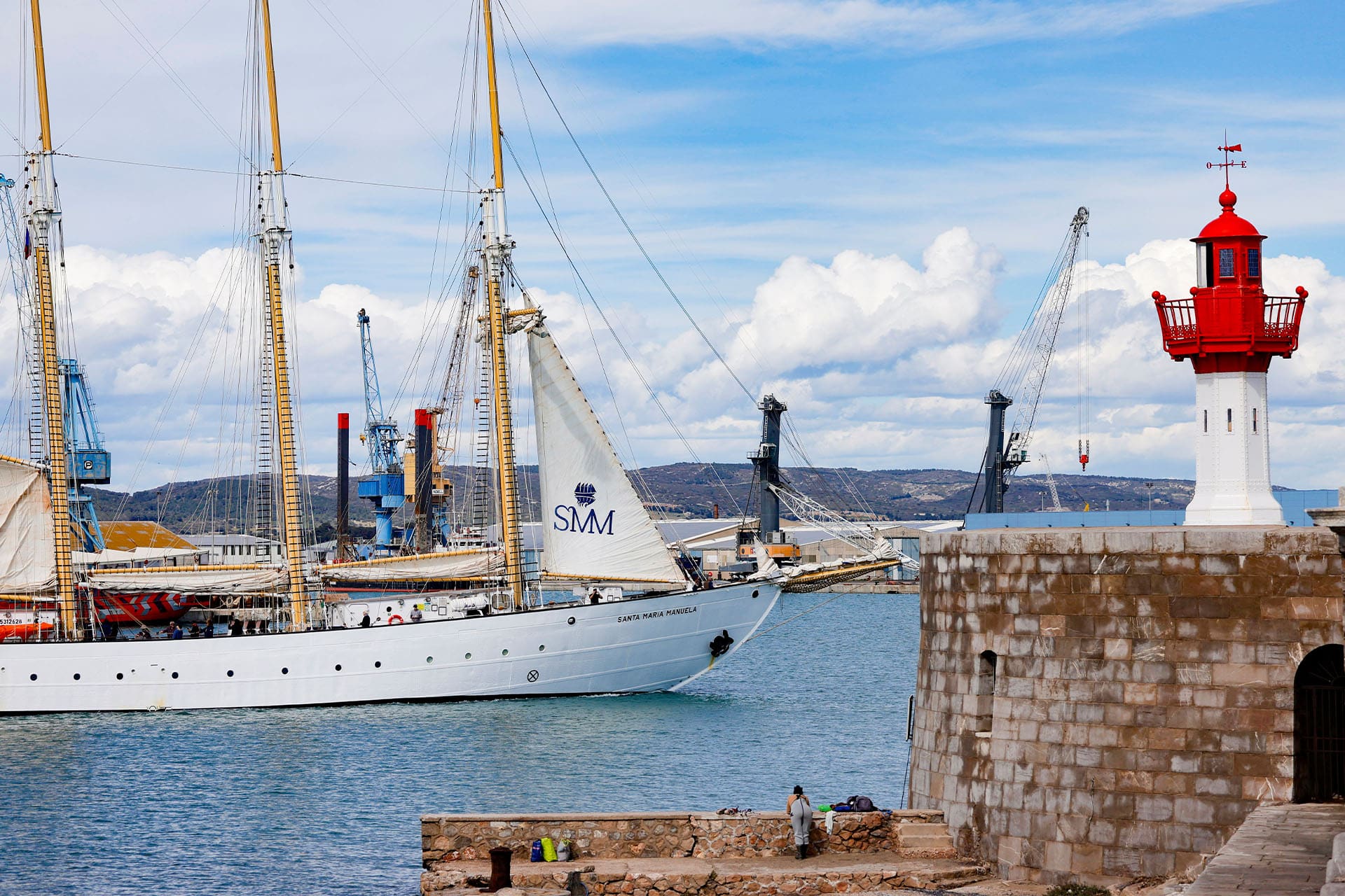 Santa Maria Manuela sailing in the harbour at the escale à sète festival, France
