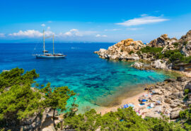 Sardinia Chronos anchored at Wild beach Cala Spinosa Italy