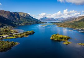 Aerial view of Loch Linnhe in Scotland