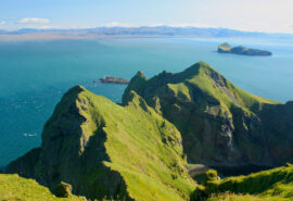 Sea Dragon view of Heimaklettur, sailing in Iceland