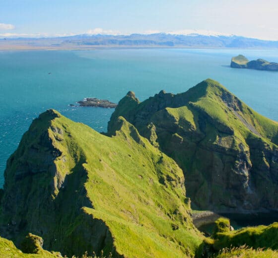 Sea Dragon view of Heimaklettur, sailing in Iceland