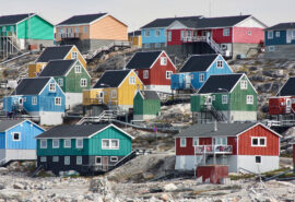 Sea Dragon view of town in Greenland, Arctic